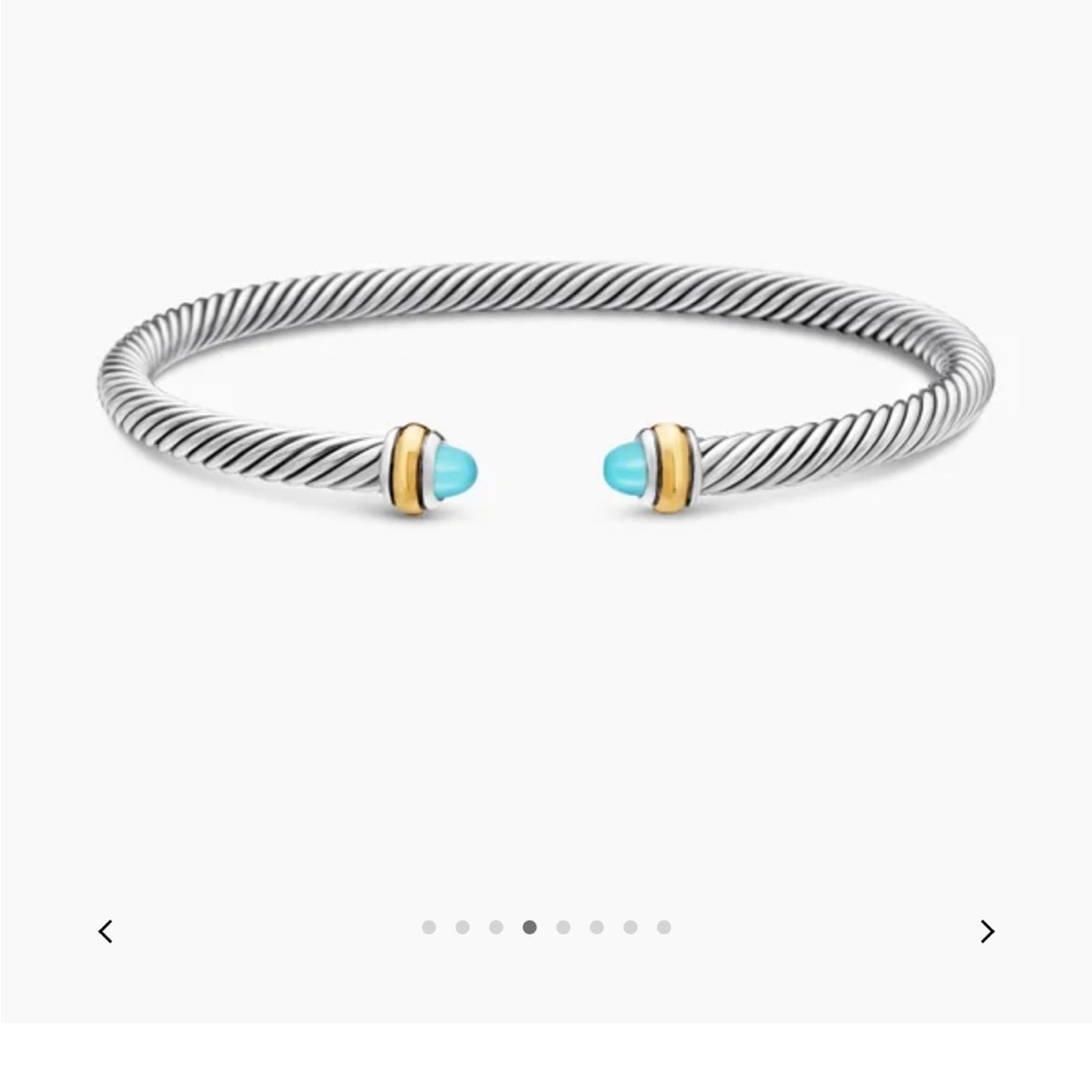 David Yurman Silver Bracelet with Turquoise and Gold Accents - Picture 3 of 6